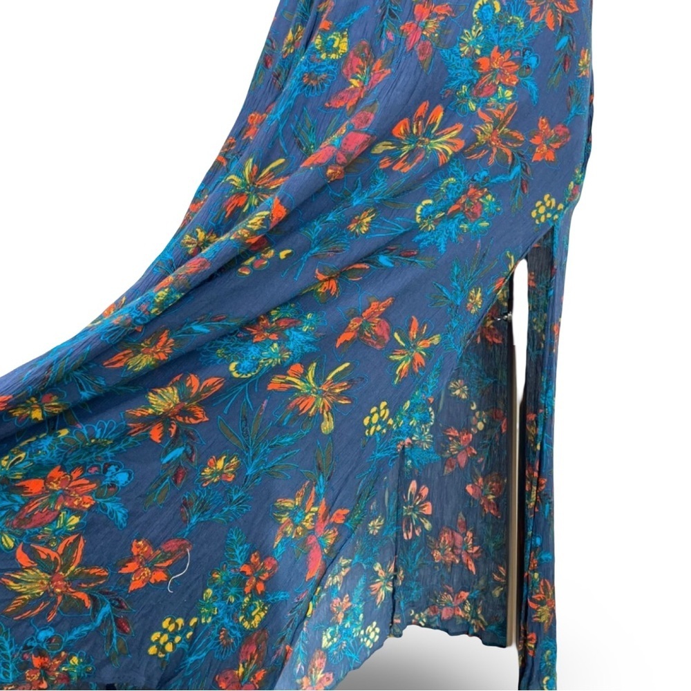 Free People Womens Medium One Step Ahead Maxi Dress in Blue Floral Halter - Picture 6 of 10